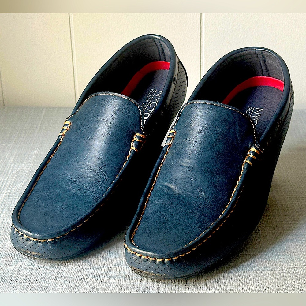 Men's Blue Leather Slip On Loafer Driving Shoes Size 10 US